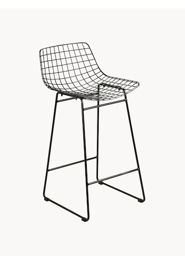 Westwing Wire Metal Bar Taburesi - Gümüş Rengi, Minimalist Ve Çok Yönlü Sandalye Siyah