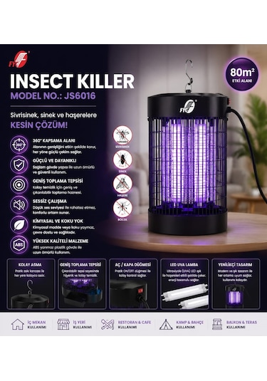 Elektrikli Sinek Öldürücü 12 Wt 45 20 Cm Siyah Sineklik