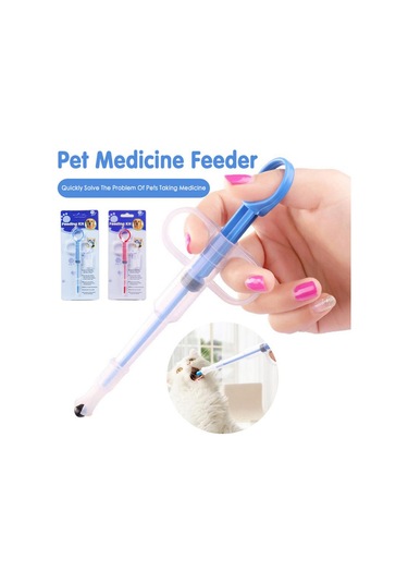 Vkemall Köpek Ve Kedi İlaç Uygulama Aleti - İki Uçlu Tablet/sıvı İlaç Verici - Su/mama Dağıtıcı - Mavi