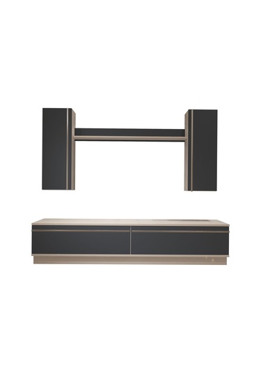 Decoraktiv Eko 5db Mdf Std Tv Ünitesi Tv Sehpası Beyaz - Antrasit