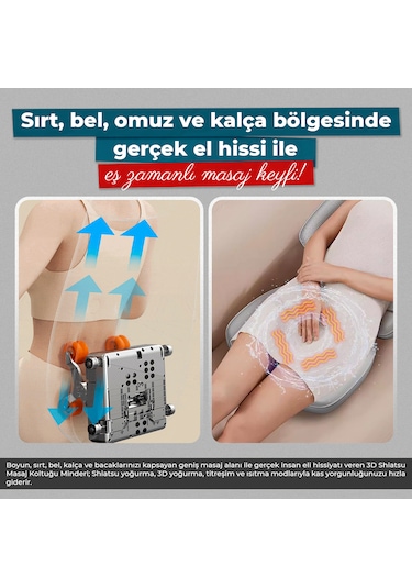 Rlx50 3d Shiatsu Masaj Koltuğu Isıtmalı, Titreşimli, Masaj Cihazı Gri