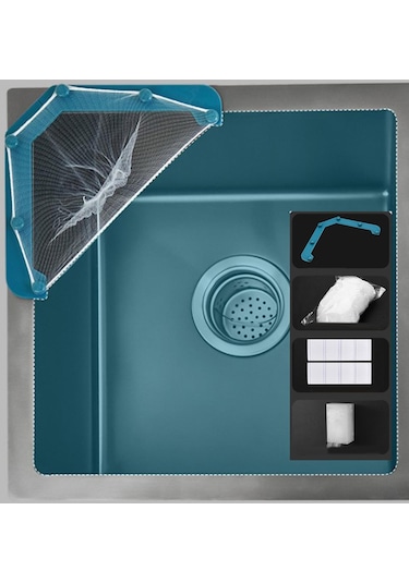 Suntek Magideal Üçgen Tutucu Filtre 50 Adet Lavabo Net Elastik Mavi