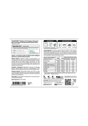 Biomet Psyllium + Lif Complex 190 G