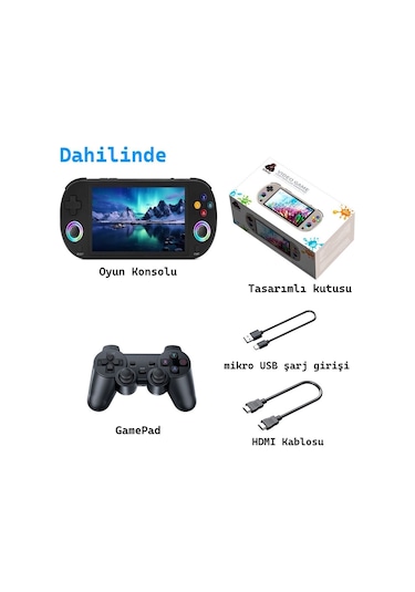 M22p 5 İnç Taşınabilir Rgb Retro Joystick Gamepad