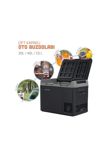 Tc21-18 Çift Kapaklı 50 Litre Taşınabilir Araç Buzdolabı 12v/24v/220v Uyumlu