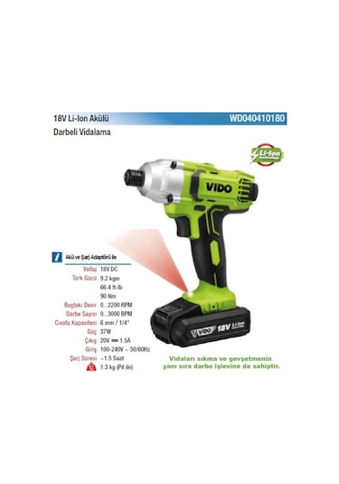 Vido Wd040410180 18v Akülü Darbeli Vidalama