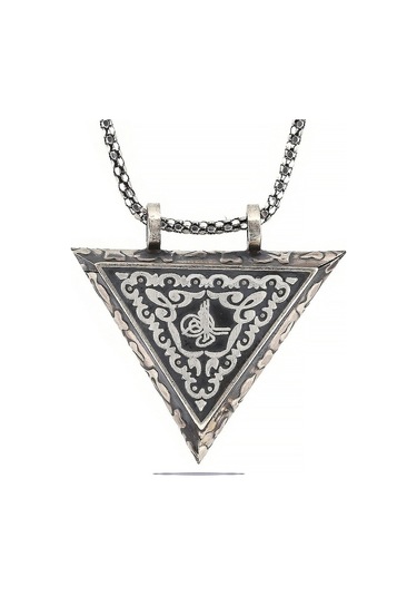 Himarry 925 Ayar Gümüş Üçgen İçi Açılabilen Tuğra Muskalık Gümüş Kolye