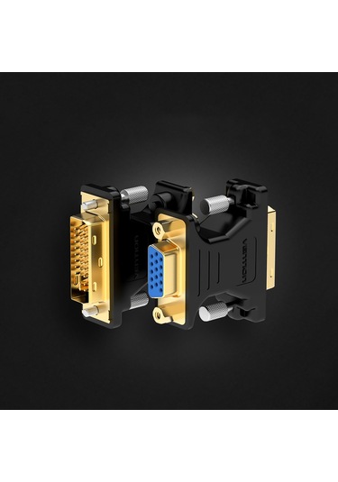 Geeksen Ventıon Dvı-ı 24+5 Erkekden Vga Dişiye Dönüştürücü - 1920x1080 60hz, Altın Kaplama, Siyah - Bilgisayar/projektör Ekran Bağlantısı