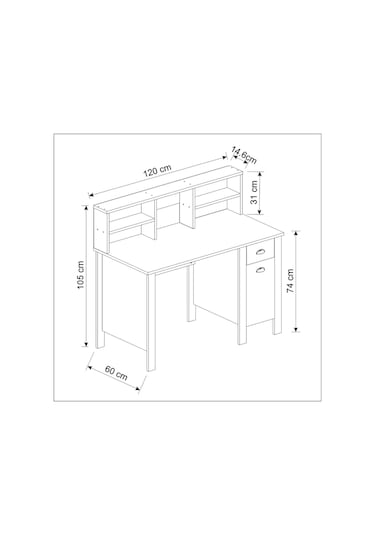 Plus Çalışma Masası Bilgisayar Masası Antrasit / Kemençe Antrasit - Kemençe