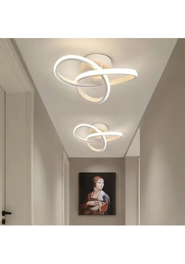 Modern Tasarım White Swan Plafonyer Led Avize Beyaz Gövde Salon Mutfak Hol Oturma Odası Avizesi Beyaz