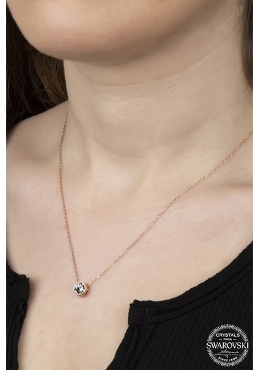 Union Swarovski Crystal Kadın Pırlanta Montür Rose Gümüş Kolye (550094245)