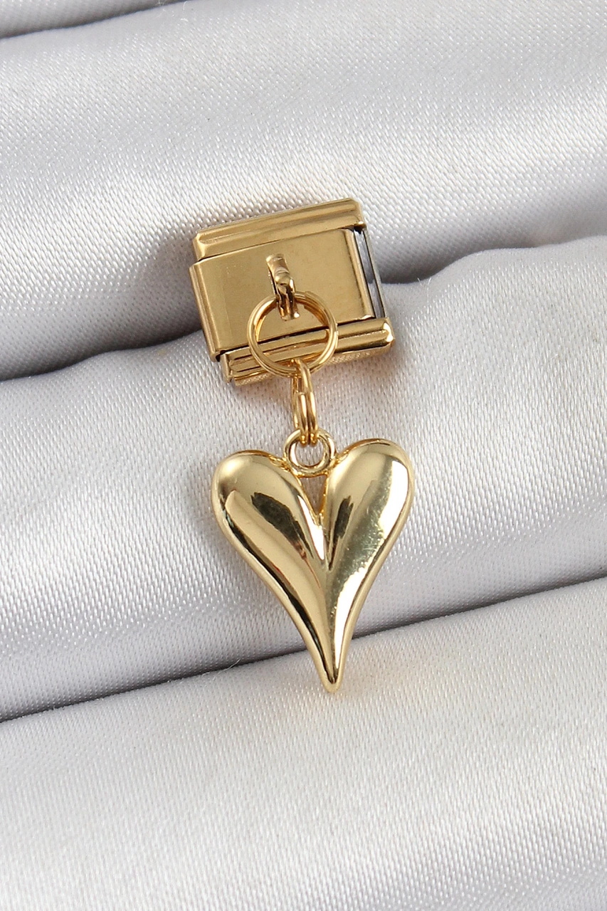 Dodes Dodes 316l Çelik Sallantılı Kalp Model Gold Renk Nomination Charm Tg27bc1399 Çok Renkli