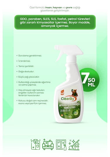 Bitkisel Çok Amaçlı Temizleyici 750 Ml Leke Çıkarıcı, Yağ Sökücü, Yüzey Temizleyici Tekli