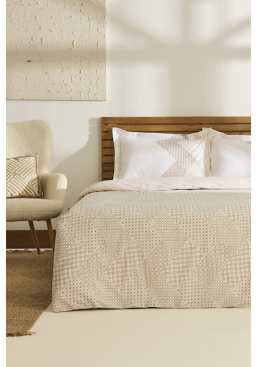 Kaşmir Home Flavo %100 Pamuk Çift Kişilik Nevresim Takımı Bej Bej
