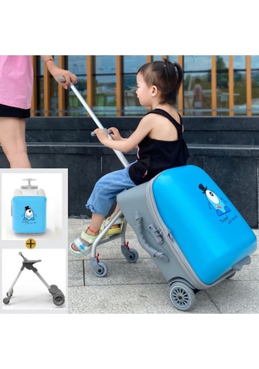 Heybee Luggages Heybee Sevimli Canavar Oturulabilir Mavi Çocuk Valiz Diğer