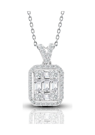 Modern Tasarım 0.50 Ct Baget Kare Tektaş Kolye