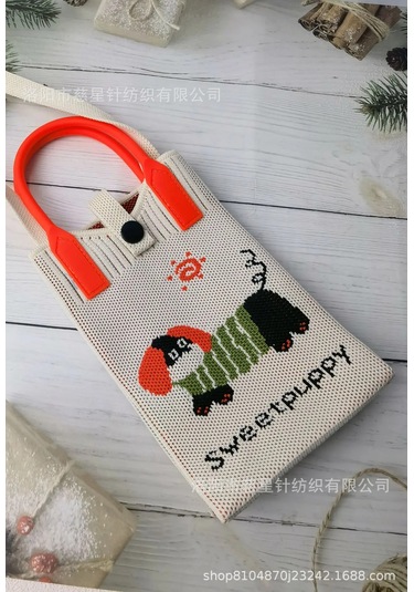 Yaz Sıcak Satış Sezon Örme Küçük Kare Çanta Kaliteli Çanta Crossbody Cep White Curly Dog Beyaz