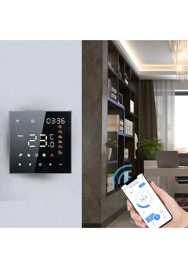 Geeksen Akıllı Tuya Wifi Termostat - Ses Kontrollü, Dokunmatik Ekranlı, Yerden Isıtma Ve Su Isıtma Uyumlu