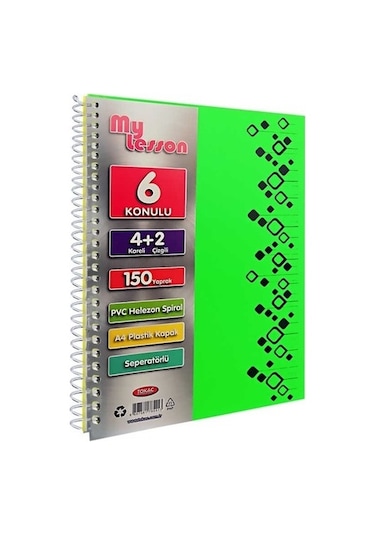 Tokaç U4 4+2 150 Ypr A4 Spr. Ayraçlı Defter 4 Kareli 2 Çizgili