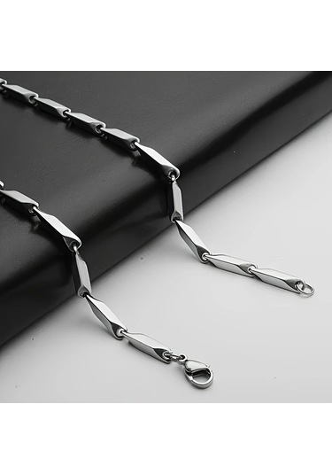 Çelik Kolye Titanyum Melon Düz Model 3 Mm 55 Cm Gümüş Silver Gümüş