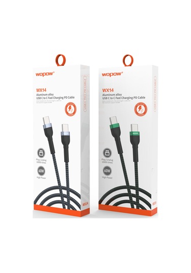 Suofeng Wopow Wx14 1.2m Nylon Dokuma Kablosu, Usb-c Pd 60w Hızlı Şarj Ve Veri Transferi, Yeşil-siyah, 3.0a Akım