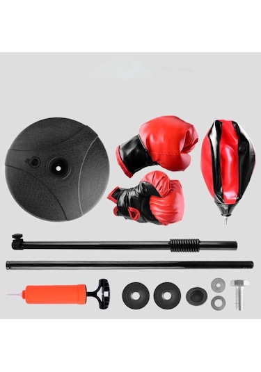 Çocuk Boks Standı 70-105 Cm Refleks Topu Boks Seti Eldiven Çok Renkli