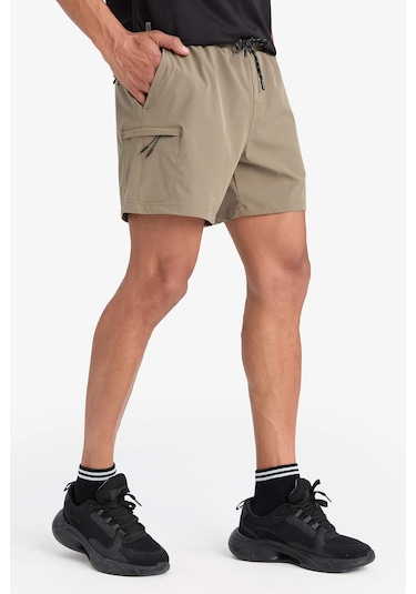 DeFactoFit Baskılı Esnek Dokulu Kısa Boy Sporcu Deniz Şortu C5138AX25HSKH474 Haki