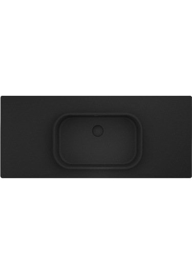 Real Stone Pure Etajerli 70x50 Siyah Granit Banyo Lavabosu Siyah