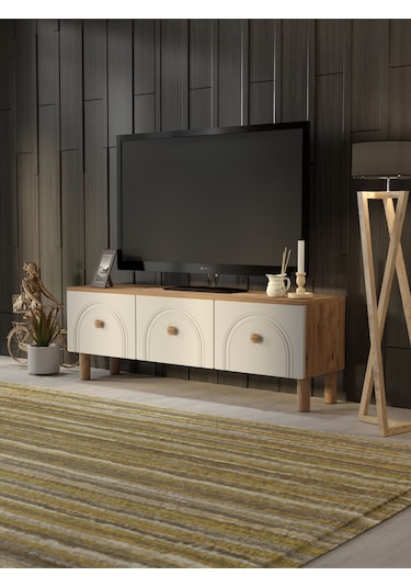 Bohem Tarz 135cm 3 Kapaklı Mdf Kapak Tv Ünitesi Ceviz