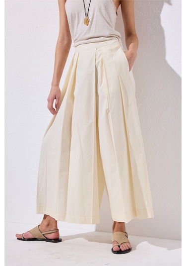 Geniş Pileli Pantolon Vanilya Vanilya