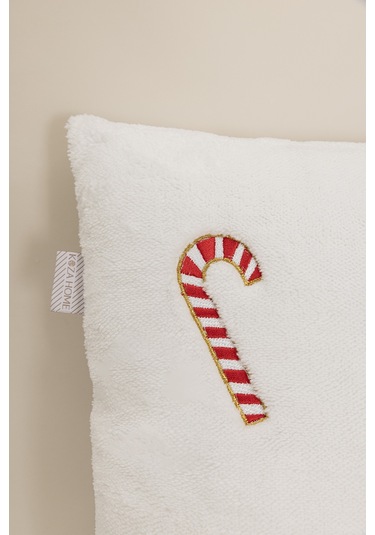 Charm Baston Şeker İşlemeli Krem Kırlent 45x45 35255a Krem