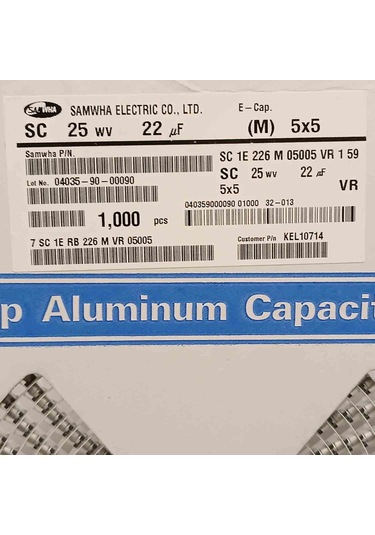 Sc1e226m05005vr159 22mf 25v 5x5 Smd Kondansatör 100 Adet