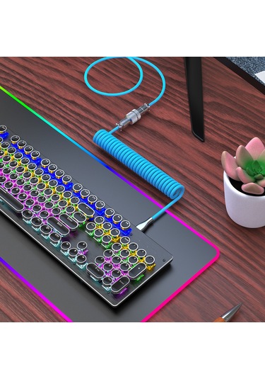 Youtek Hxsj H-1 Usb-c Mekanik Klavye Kablosu, Esnek Nylon Örgülü, Mavi Renk