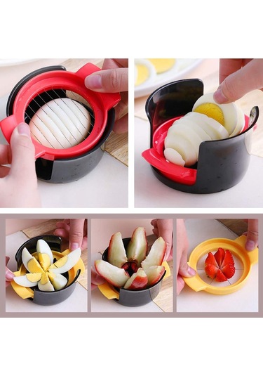 Siyah 3'ü 1 Arada Paslanmaz Çelik Yumurta Kesici - Haşlanmış Yumurta 10,5 5,5 Cm , Çilek Ve Kivi Kesmek İçin Uygundur Diğer