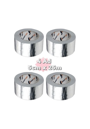 Takviyeli Alüminyum Folyo Bant 4 Adet 50Mm X 25Metre Yanmaz Folyo