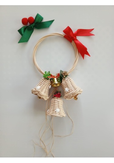 Bambu 3'lü Çan Kapı Çelengi Noel Temalı 23 13 Cm