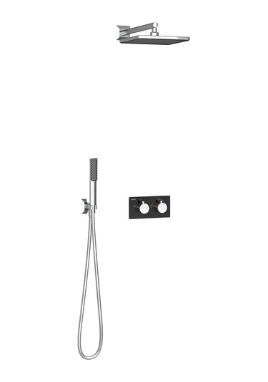 Teska Teona Termostatik İki Yönlü-siyah Camlı Siyah-Krom