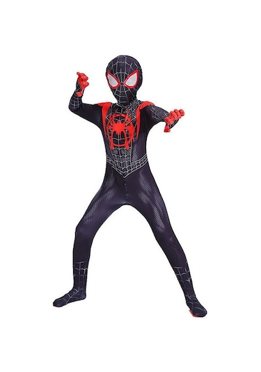 3-12 Yaş Çocuklar Örümcek Adam: Miles Morales Cosplay Kostüm Tulum