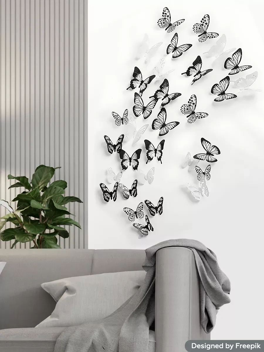 0'stickers 3d Dekoratif Kelebek Duvar Dekoratif Çıkartmaları 175691580 Siyah