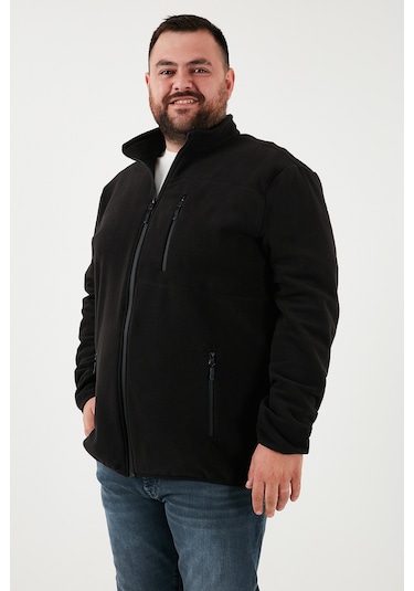 Buratti Regular Fit Dik Yaka Fermuarlı Büyük Beden Polar Erkek Hırka 5906028B Siyah Buratti Regular Fit Dik Yaka Fermuarlı Büyük Beden Polar Erkek Hırka 5906028B Siyah