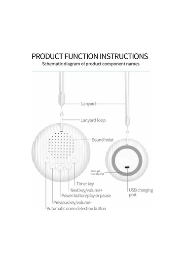 Xindoker Taşınabilir Beyaz Gürültü Makinesi - 10 Rahatlatıcı Ses, Otomatik Algılama Ve Şarjlı Bebek Uyku Yardımcısı