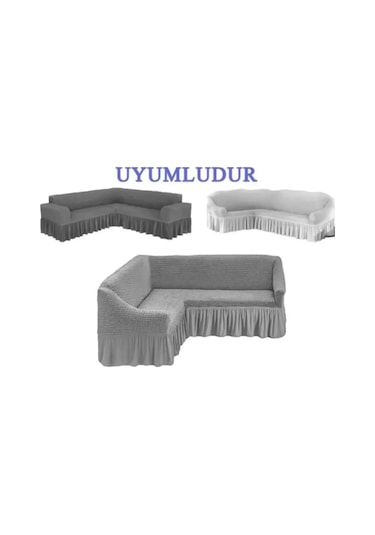 StarMall Bürümcük Köşe Koltuk Örtüsü, Kanepe, Koltuk Kılıfı, Eteli Koyu Kahve