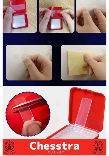 Süper Güçlü Kolay Çıkarılabilir İz Bırakmayan Çift Taraflı Kutulu Nano Şeffaf 60 Parça Bant 5 Adet