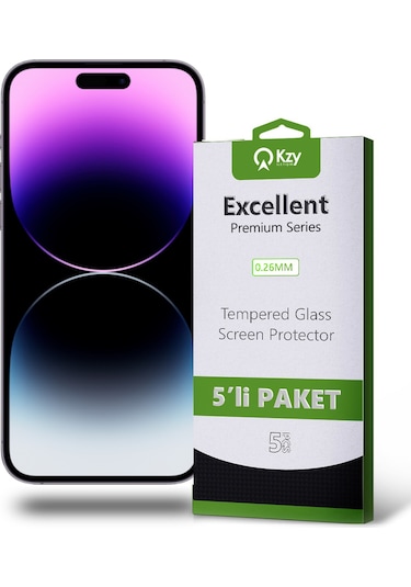 Apple Uyumlu   iPhone 14 Pro Max ile Temperli Ekran Koruyucu Kırılmaz Cam Ekonomik 5'li Paket