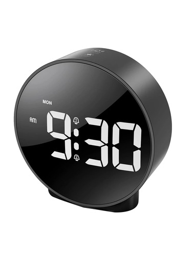 Monozone Dekoratif Yuvarlak Siyah Dijital Led Masa Saati Usb