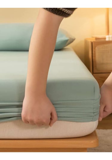 Totem Ranforce Pamuklu Mint Yeşili Yastık Kılıflı Lastikli Çarşaf