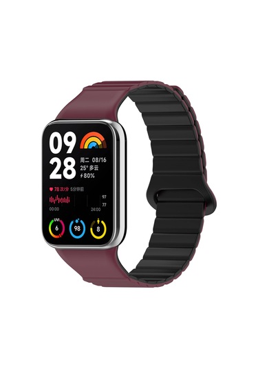 Ekılıf - Xiaomi Redmi Watch 4 Uyumlu - Kordon Silikon Kordon Strap Kayış Krd-105 - Beyaz-siyah