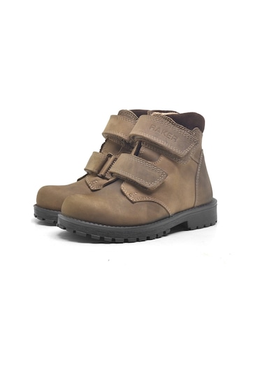 Rakerplus Hakiki Deri Kum Rengi Kürklü Cırtlı Çocuk Bot Kum