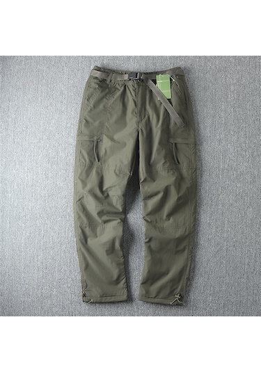 Snapbuy Su Ve Rüzgar Geçirmez,, İçi Polarlı, Çok Cepli Erkek Kışlık Outdoor Pantolon Yeşil