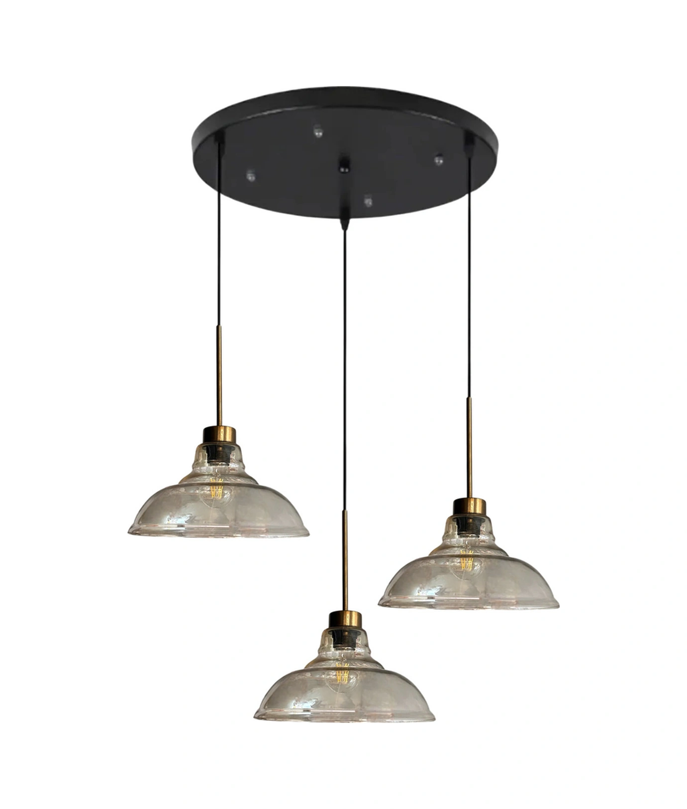 Üçlü Vishi Cam Bal Rengi Avize İnce Eskitme Başlık Retro Sarkıt Lamba Restoran Salon Aydınlatma Bal